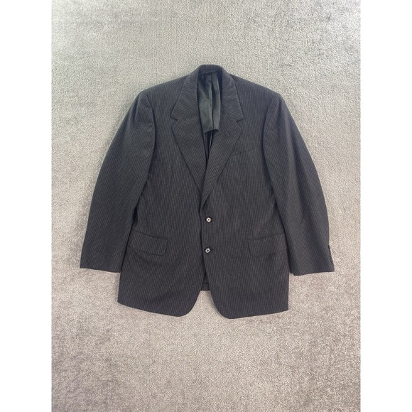 Vintage Oxxford Clothes Suit Jacket 44 R Gray Wool Tweed Striped Luxury Designer